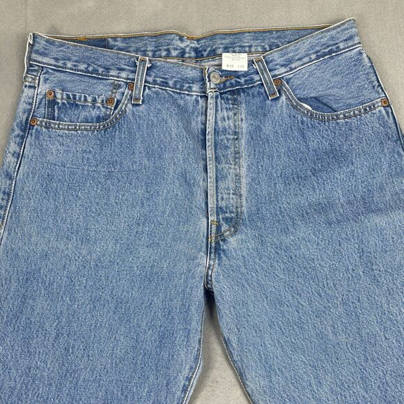 Levi's 501 Jeans Mens 36x30 Vtg Blue Denim Button Fly 100% Cotton Straight Leg - Picture 3 of 15